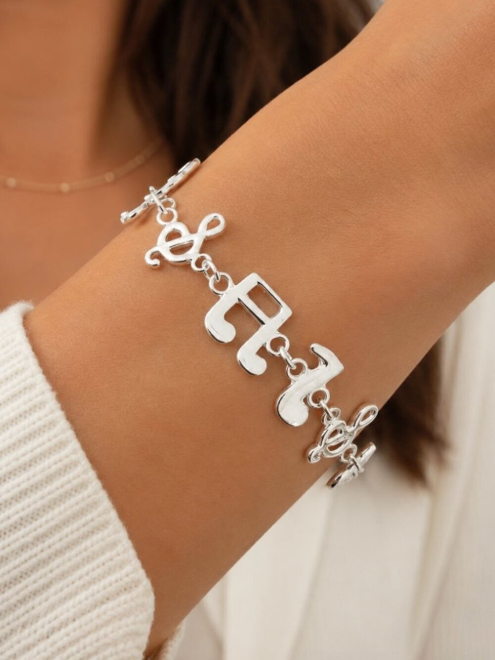925 Sterling Silver Music Note Bracelet Charm Bracelet Music Lover Jewelry